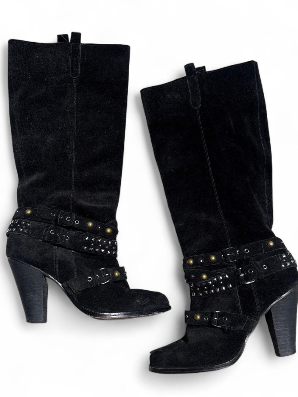 Studded Suede Heeled Boots